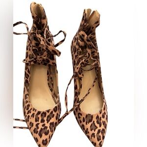 Leopard Print Lace-Up Women's Shoes